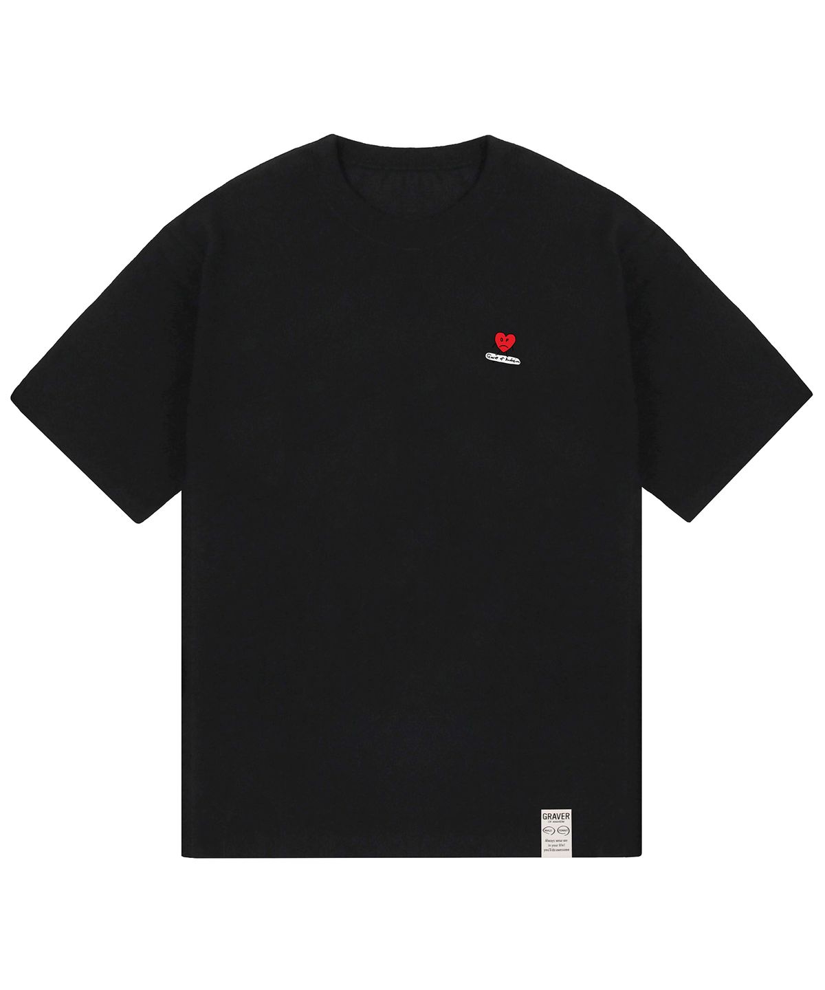 그레이버(GRAVER) [UNISEX-24]스몰 하트 보드 스마일 반팔티_블랙