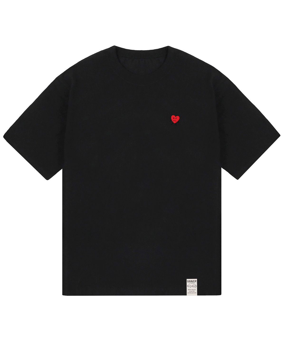 그레이버(GRAVER) [UNISEX-24]드로잉하트 반팔티_블랙