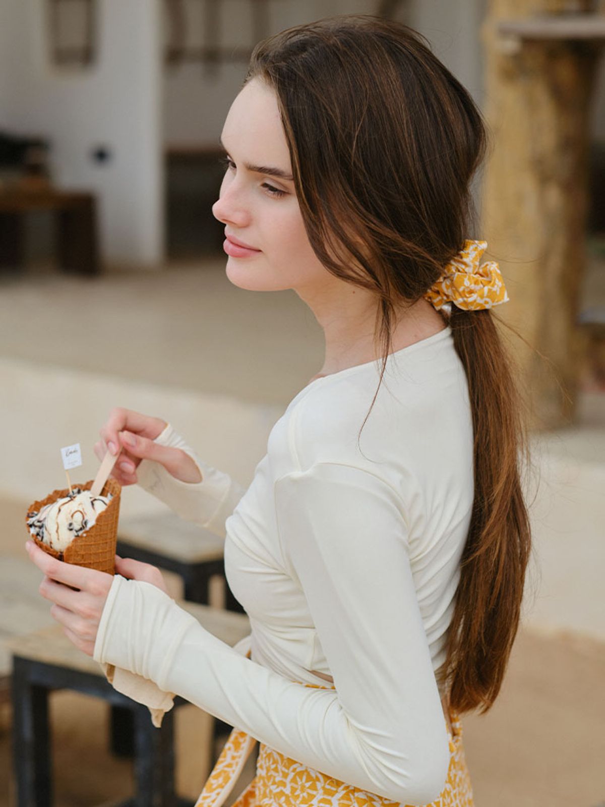 파인베이(FINEBAY) Swim Hair Scrunchie, Geo Yellow
