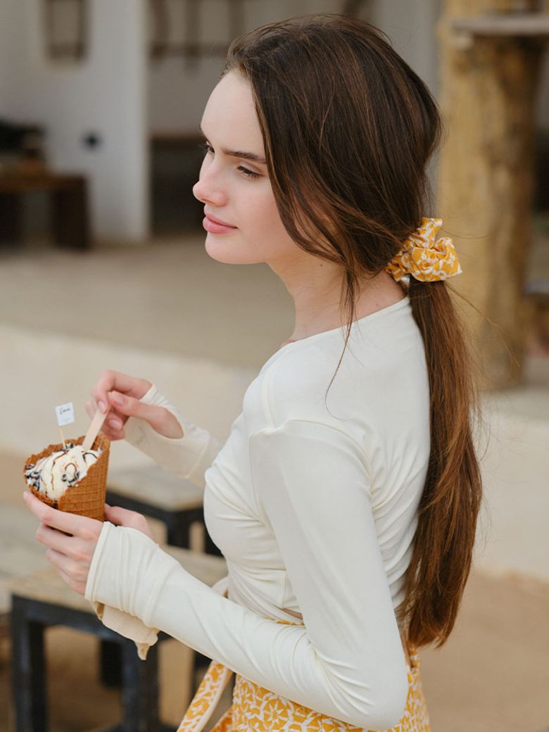 Swim Hair Scrunchie, Geo Yellow