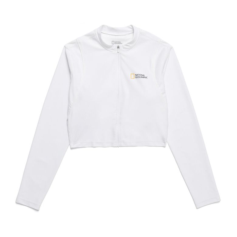 N242WRG620 여성 크롭 집업 래쉬가드 WHITE
