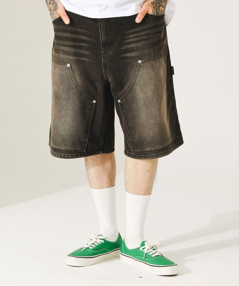 더블니 카펜터 데님 쇼츠 브라운블랙