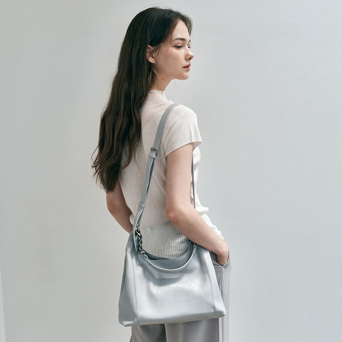 웬스데이딜라잇(WEDNESDAY DELIGHT) WD_Crumple shoulder bag_GRAY