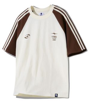 라인 나그랑 오버핏 트랙 반팔 티셔츠 GT-366_크림(브라운)