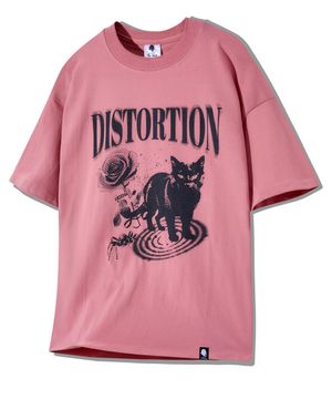 캣 오버핏 반팔 티셔츠 GT-363_다크핑크