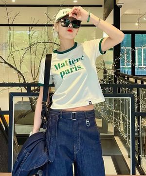 세미크롭 링거 파리 반팔 티셔츠 GT-357