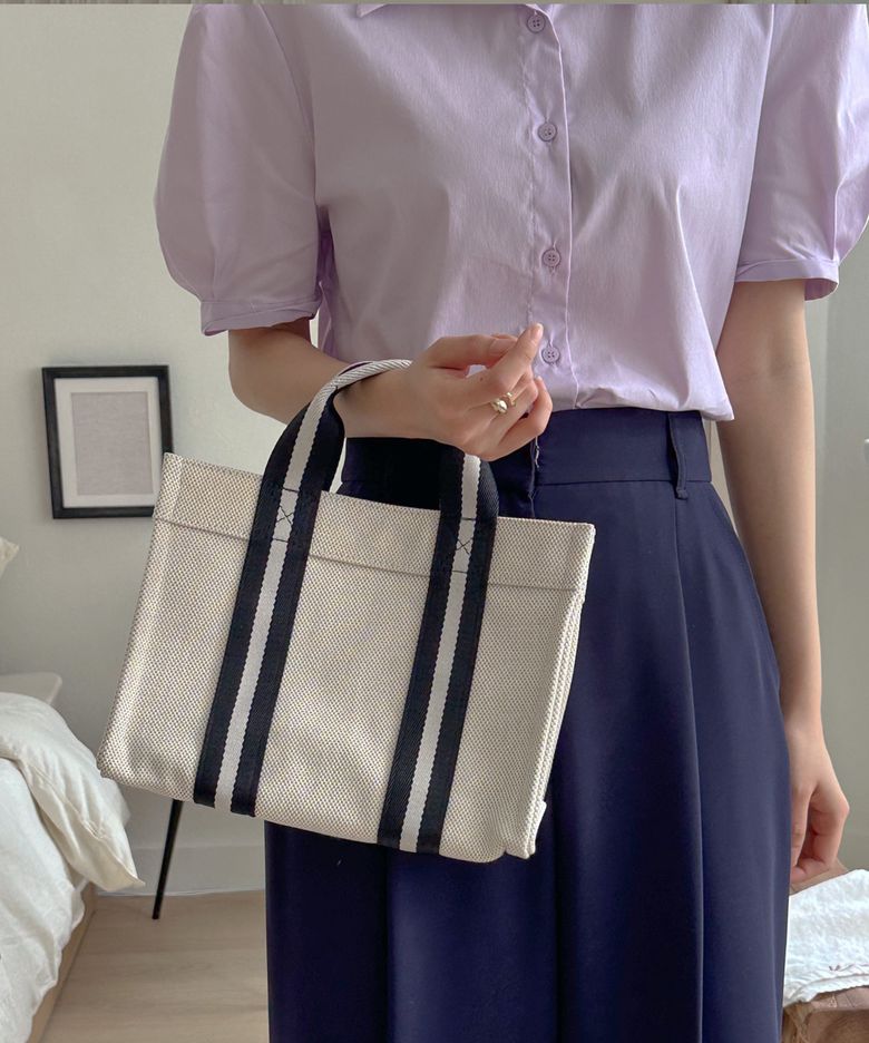 book tote bag 017 gingham beige