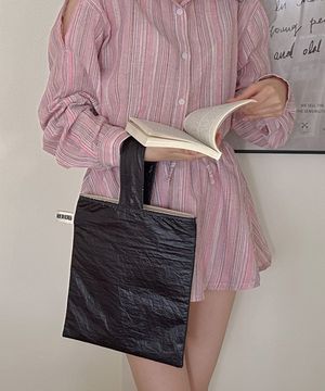 flat tote bag 001 foil black