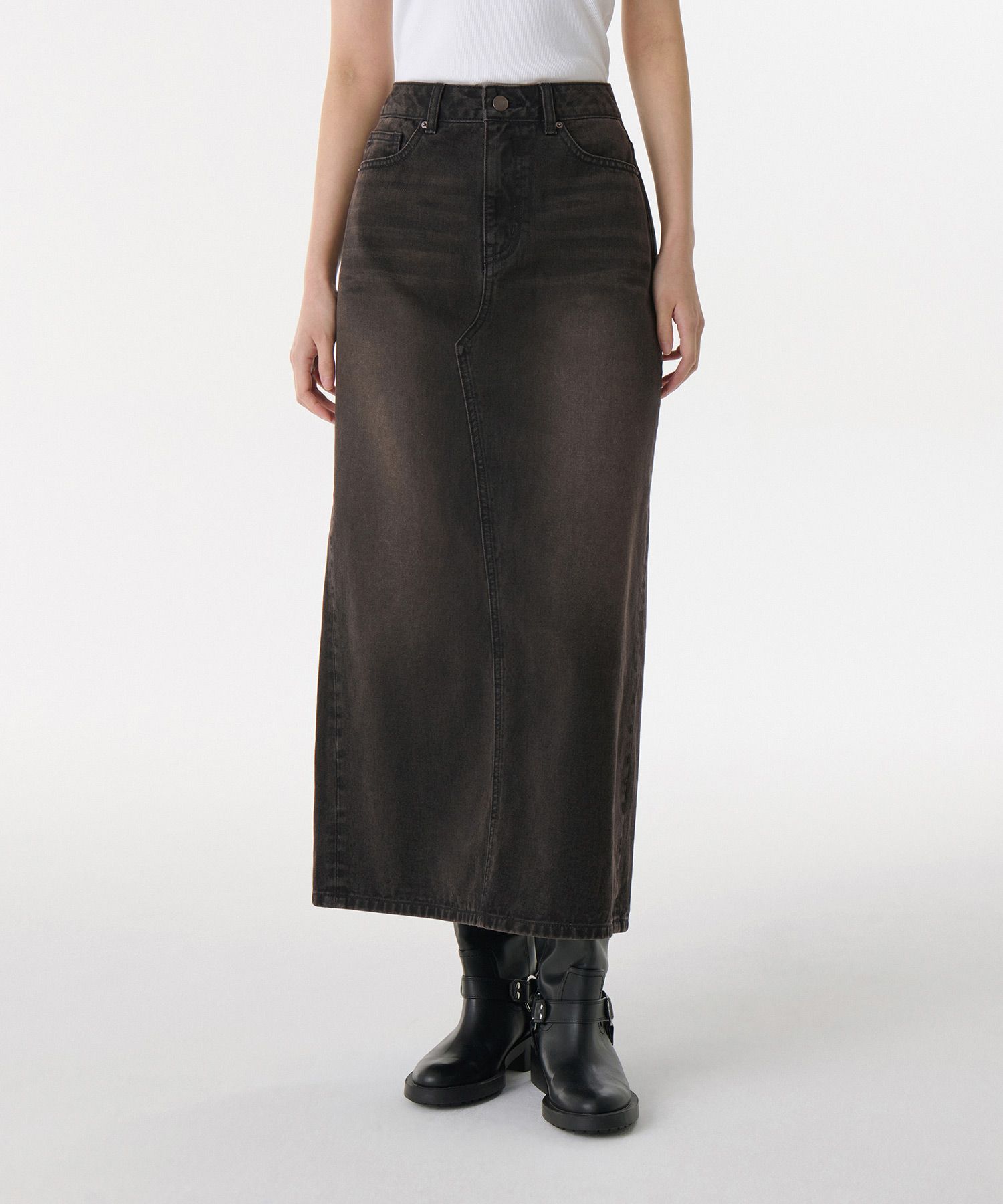スカート musinsastandardwoman Women's Denim Maxi Skirt Washed Black M MUSINSA | MUSINSA STANDARD WOMAN Women's Denim Maxi Skirt