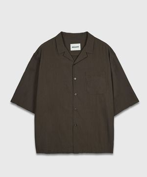 리사이클 오픈 카라 셔츠_브라운