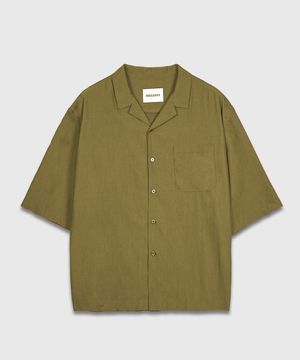 리사이클 오픈 카라 셔츠_올리브