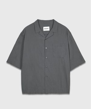 리사이클 오픈 카라 셔츠_차콜