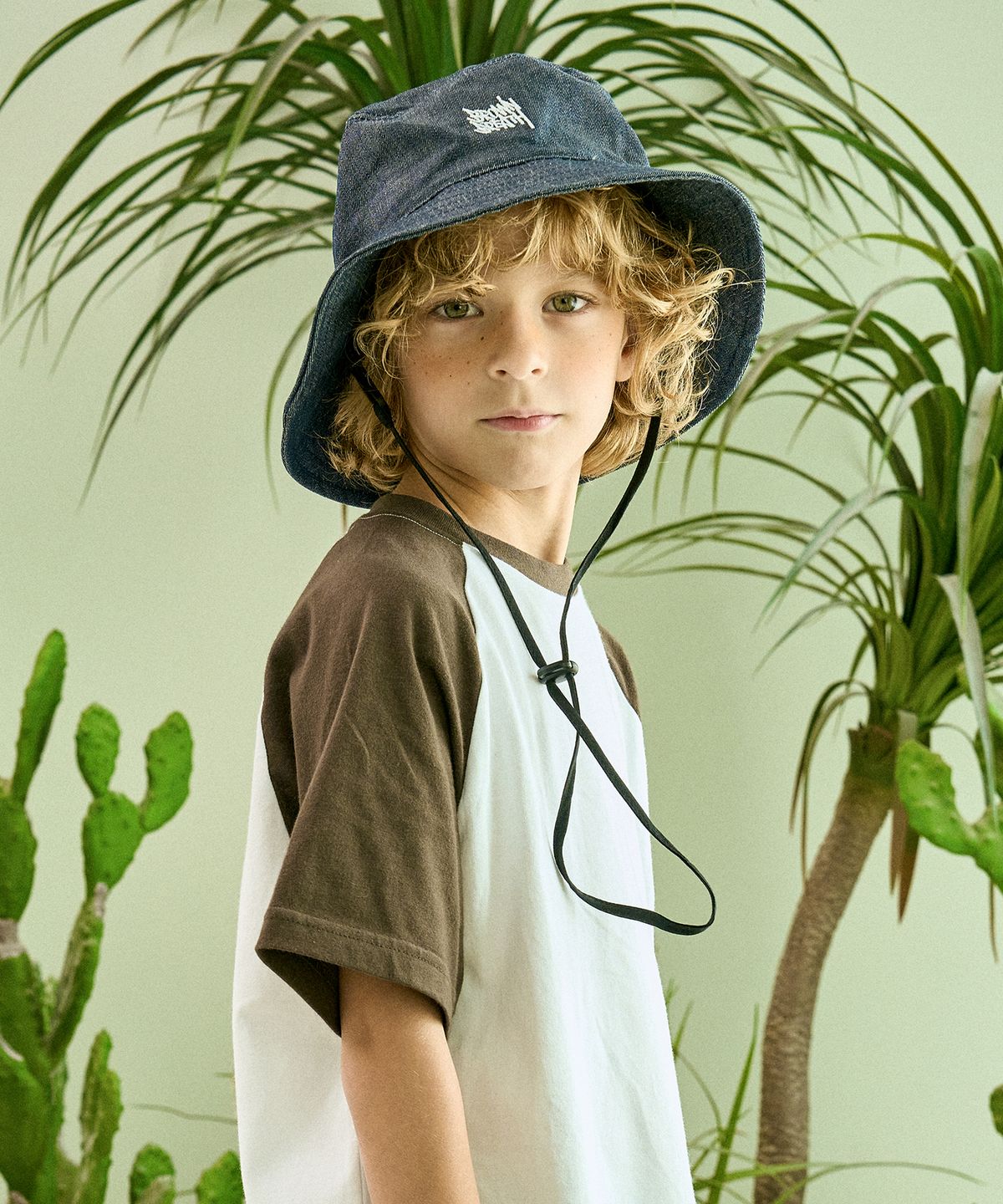 브라운브레스 키즈(BROWNBREATH KIDS) KIDS TAG DENIM BUCKET HAT - INDIGO