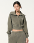 우먼스 수플레 피그먼트 크롭 스웻셔츠 카키