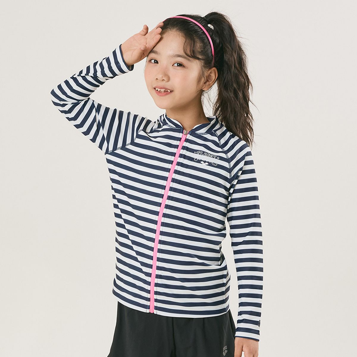 아레나 키즈(ARENA KIDS) 마린 걸즈 아동 레저 집업 래쉬가드 A4BG1GC03NVY