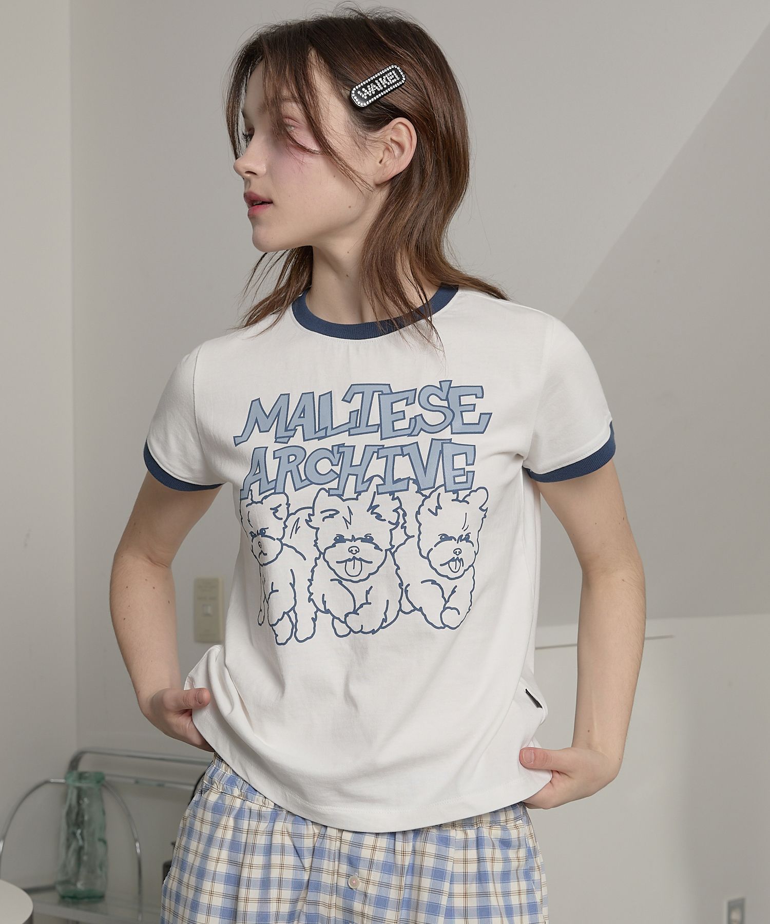 MUSINSA | WAI KEI Maltese Archive Line Graphic Ringer Short