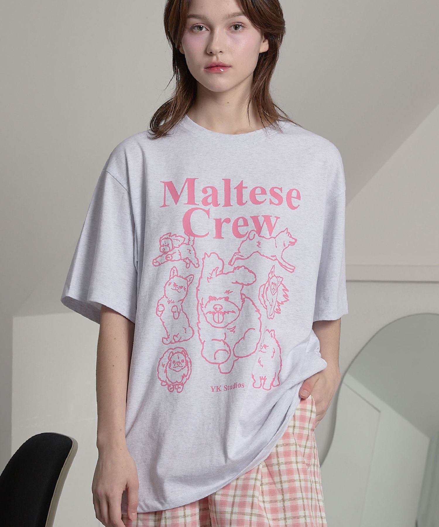 MUSINSA | WAI KEI Maltese Crew Line Graphic Short-sleeved T