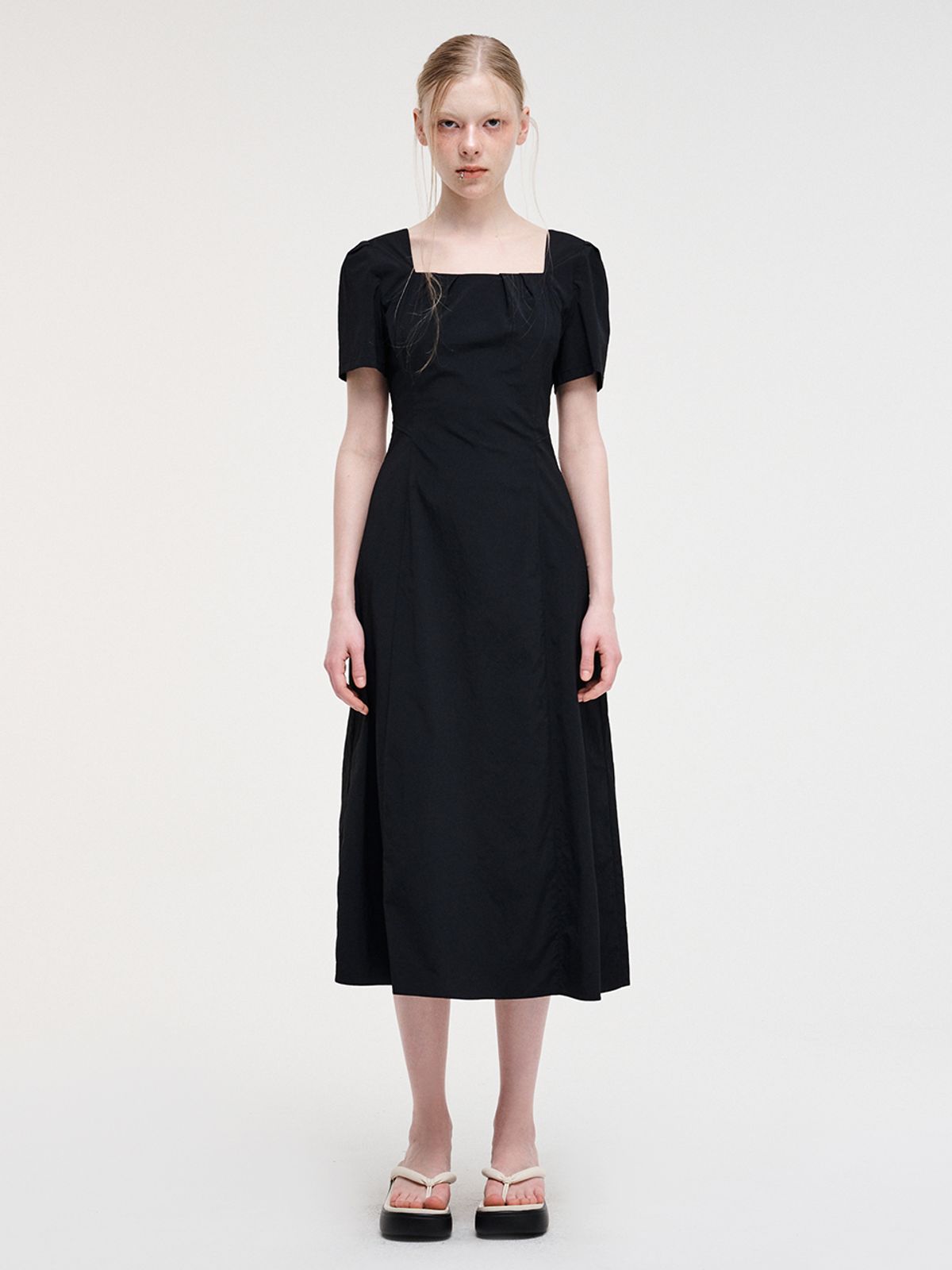 에트몽(ETMON) Bolero Pintuck Dress, Black