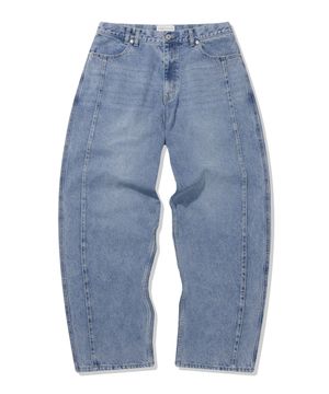 스티치 커브드 워싱 데님