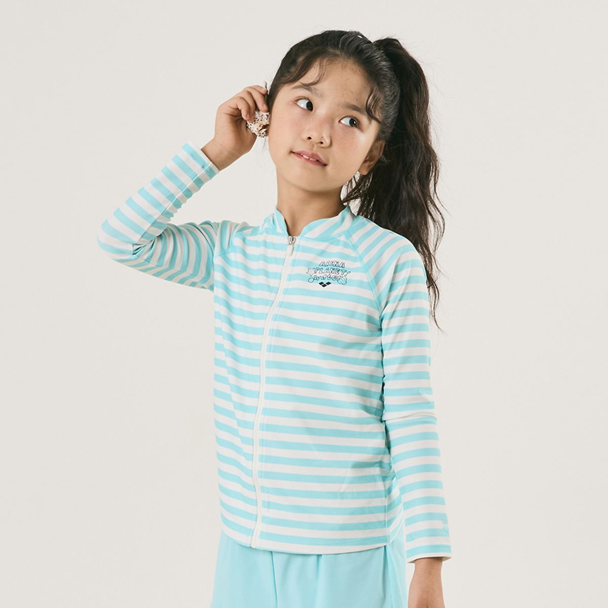 아레나 키즈(ARENA KIDS) 마린 걸즈 아동 레저 집업 래쉬가드 A4BG1GC03MNT