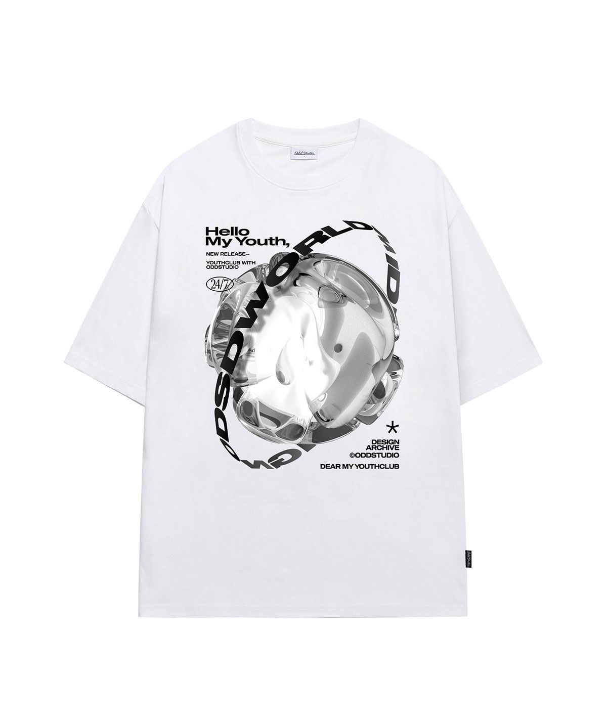 오드스튜디오(ODDSTUDIO) ODSD 월드 그래픽 오버핏 티셔츠 - WHITE