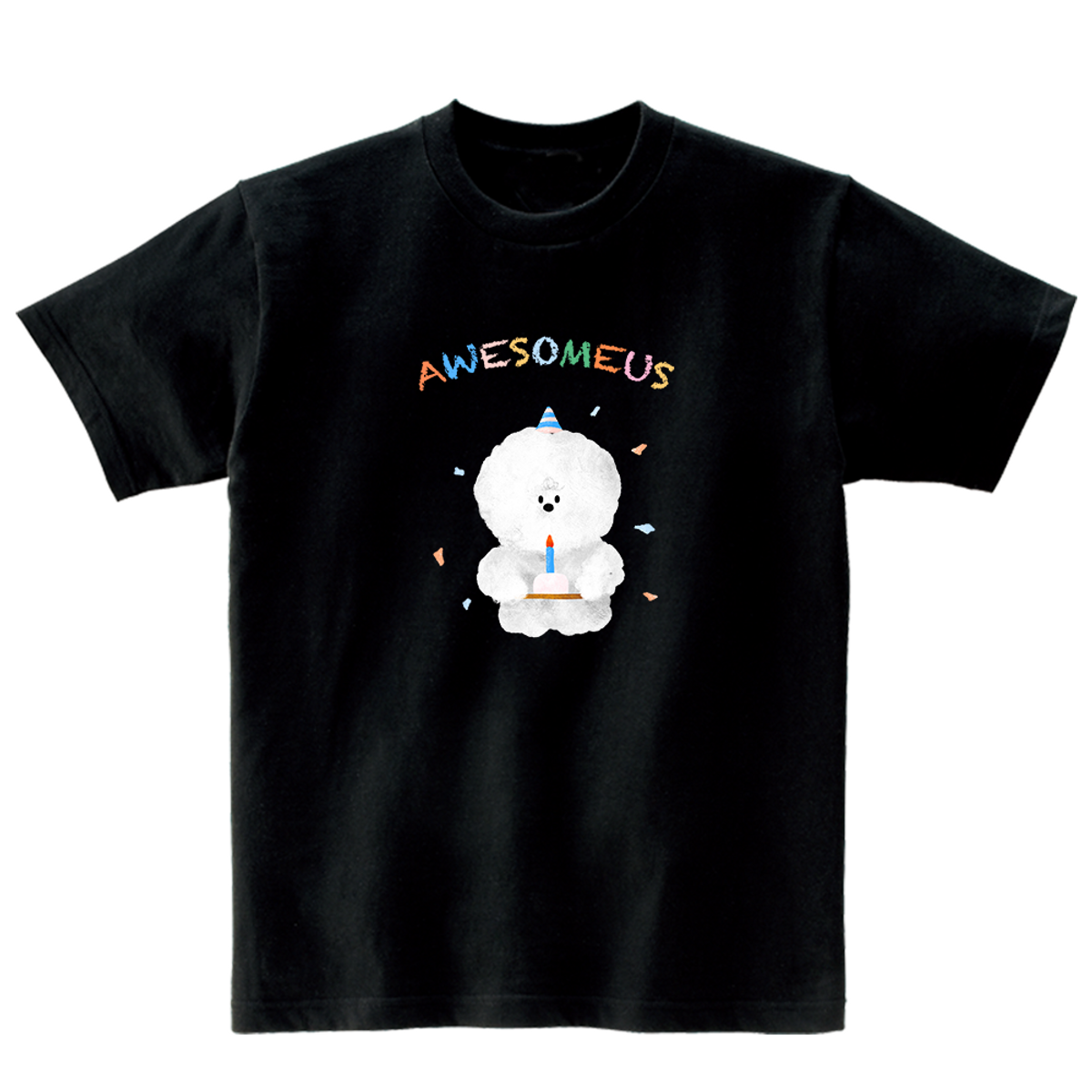 어썸어스(AWESOMEUS) HAPPY BIRTYDAY, BICHON T-SHIRTS_4COLOR