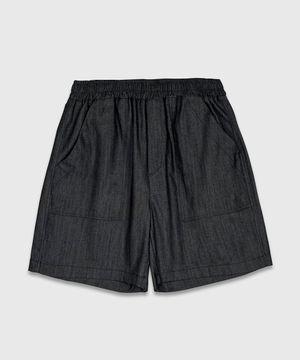 캠퍼 데님 숏 팬츠_블랙