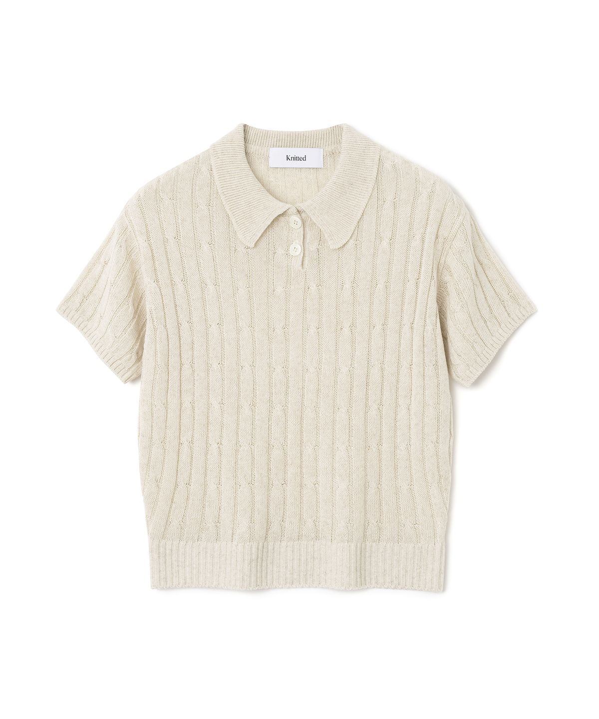 니티드(KNITTED) (W) 린넨 케이블 카라 크롭 하프 니트 OATMEAL