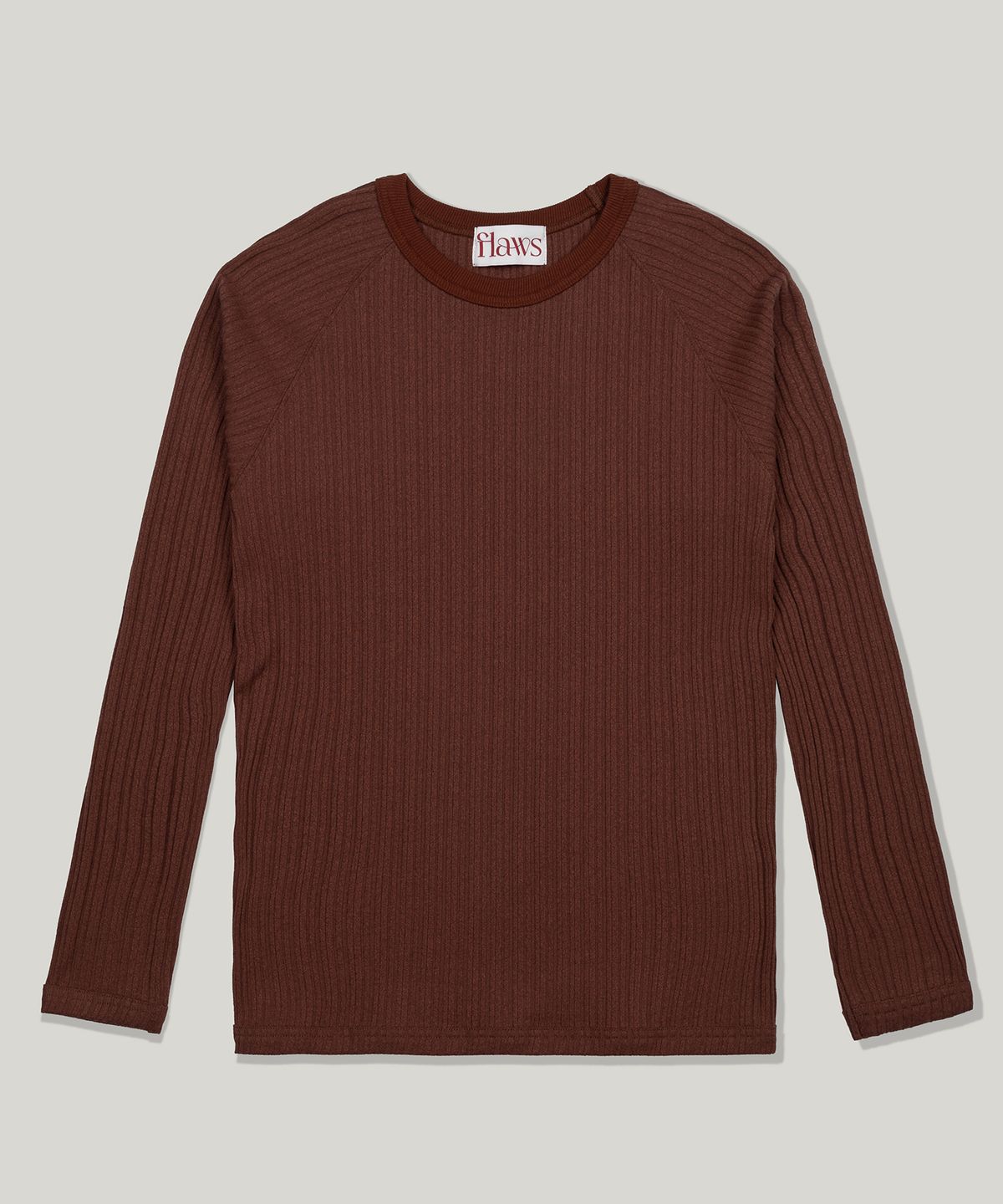 플로즈룸(FLAWSROOM) Ribbed Slim Long Sleeve [REDDISH BROWN]