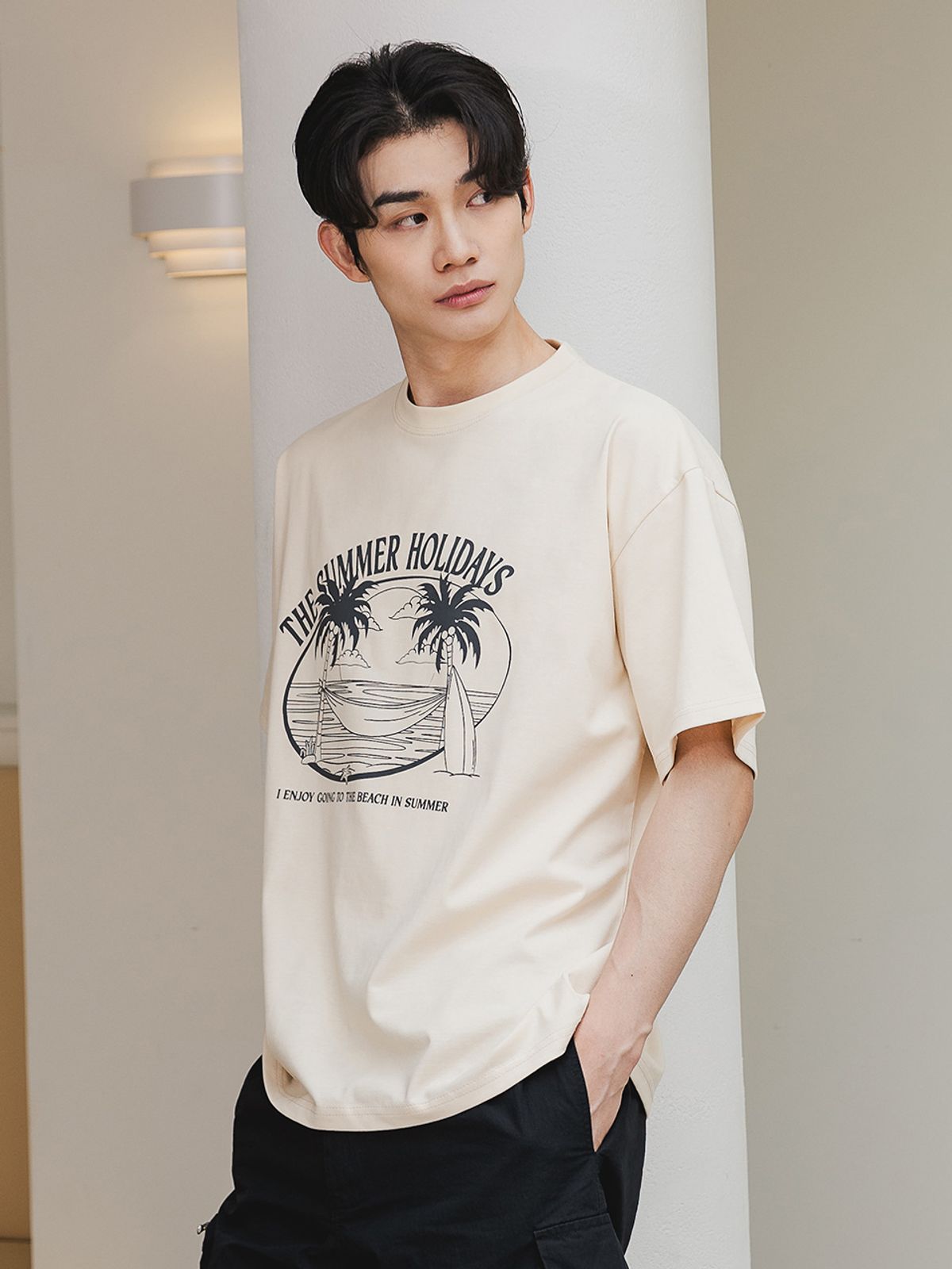 앨빈클로(ALVINCLO) SUMMER HOLIDAY 오버핏 반팔티 AST4504 (5 COLOR)