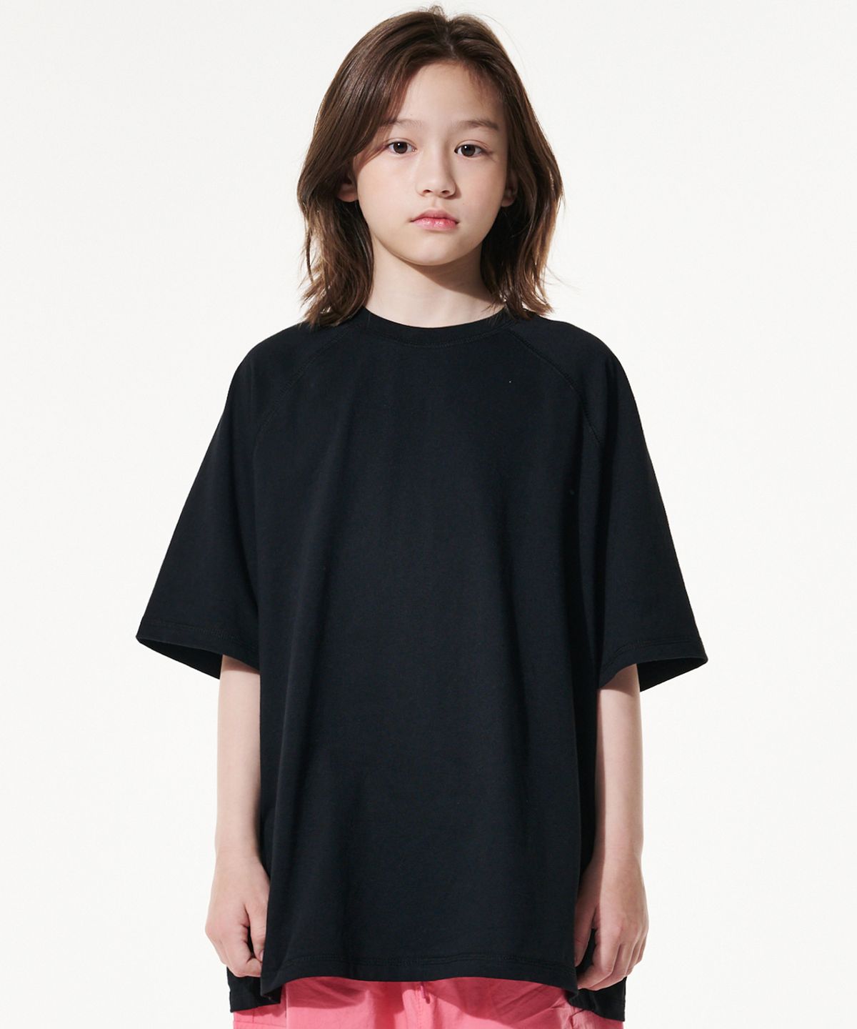 테이크이지 키즈(TAKEASY KIDS) 자이언트핏 빈티지스티치 오버 티셔츠(블랙)