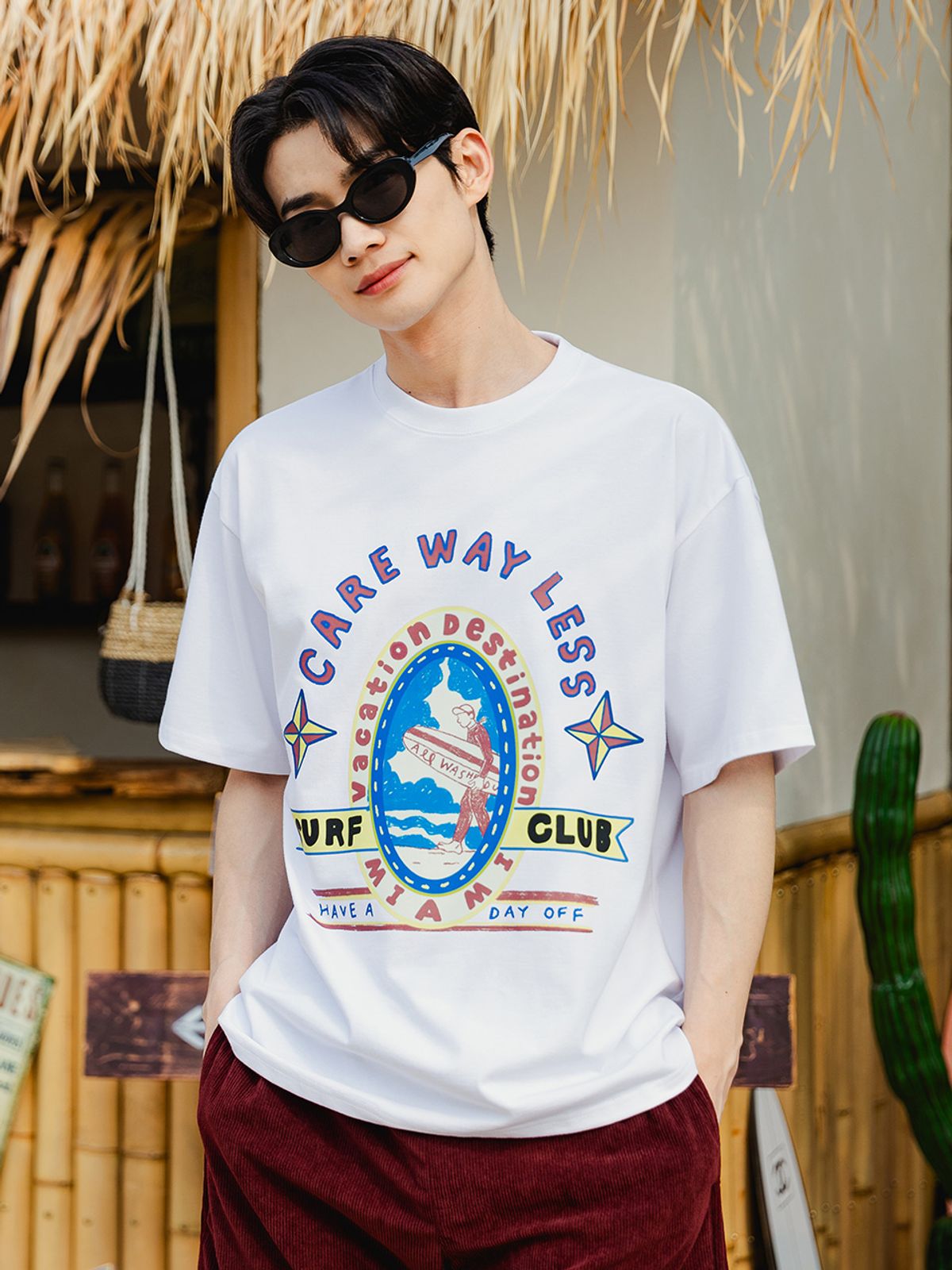 앨빈클로(ALVINCLO) MIAMI SURF CLUB  오버핏 반팔티 AST4537 (4 COLOR)