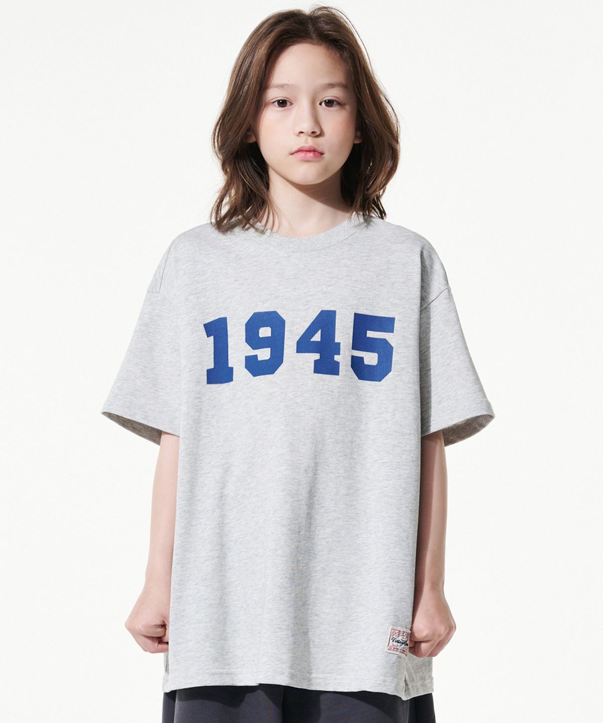테이크이지 키즈(TAKEASY KIDS) 자이언트핏 1945 오버 티셔츠(3% 멜란지그레이)