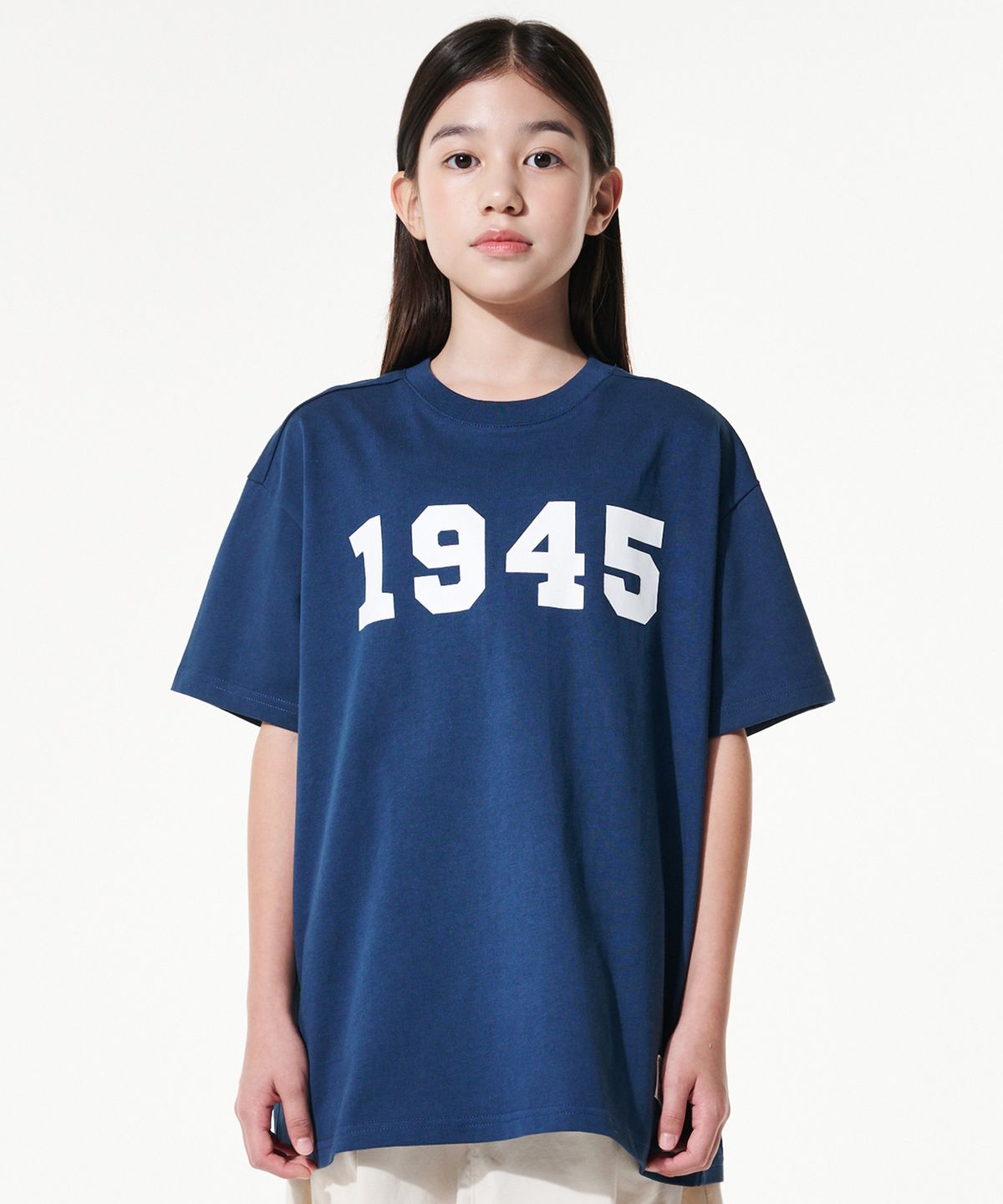 테이크이지 키즈(TAKEASY KIDS) 자이언트핏 1945 오버 티셔츠(빈티지네이비)