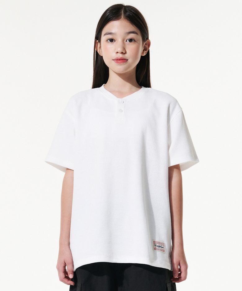 와플 헨리넥 티셔츠(화이트)