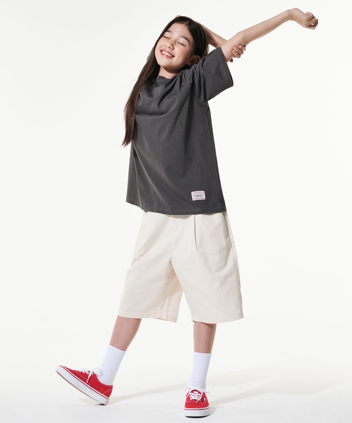 테이크이지 키즈(TAKEASY KIDS) 자이언트핏 버뮤다 하프팬츠(크림)