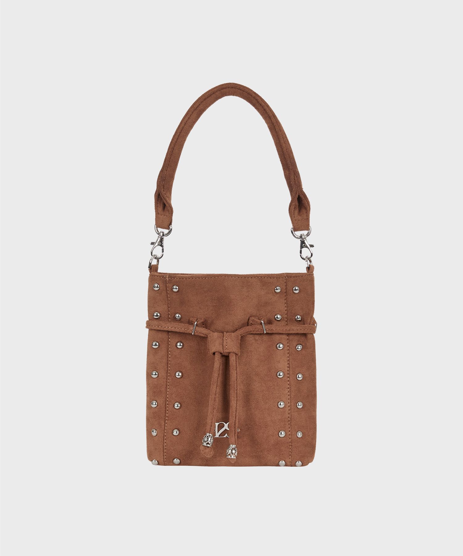 MUSINSA | ILLIGO Suede Stud Mini Bag Brown