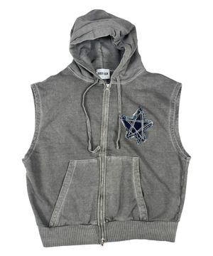 Doodle Star Pigment Hood Zip-up (Gray)