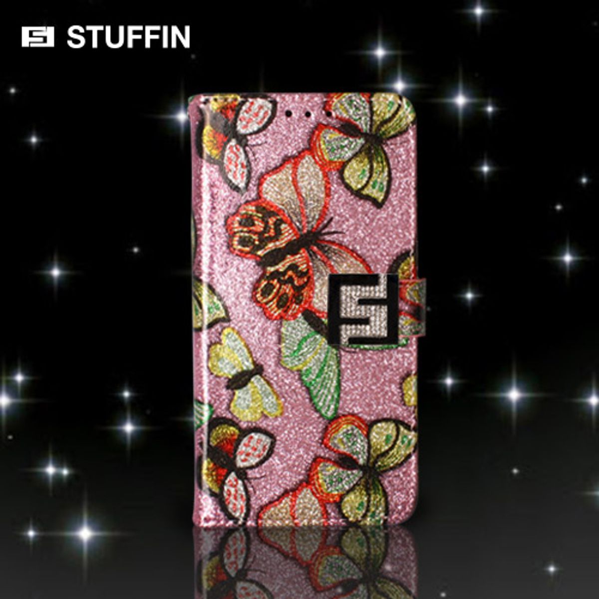 스터핀(STUFFIN) 나비 큐빅 다이어리 케이스 갤럭시 A15 5G 갤럭시 A35 A24 A54 A25 손목스트랩 포함