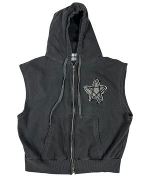 Doodle Star Pigment Hood Zip-up (Charcoal)