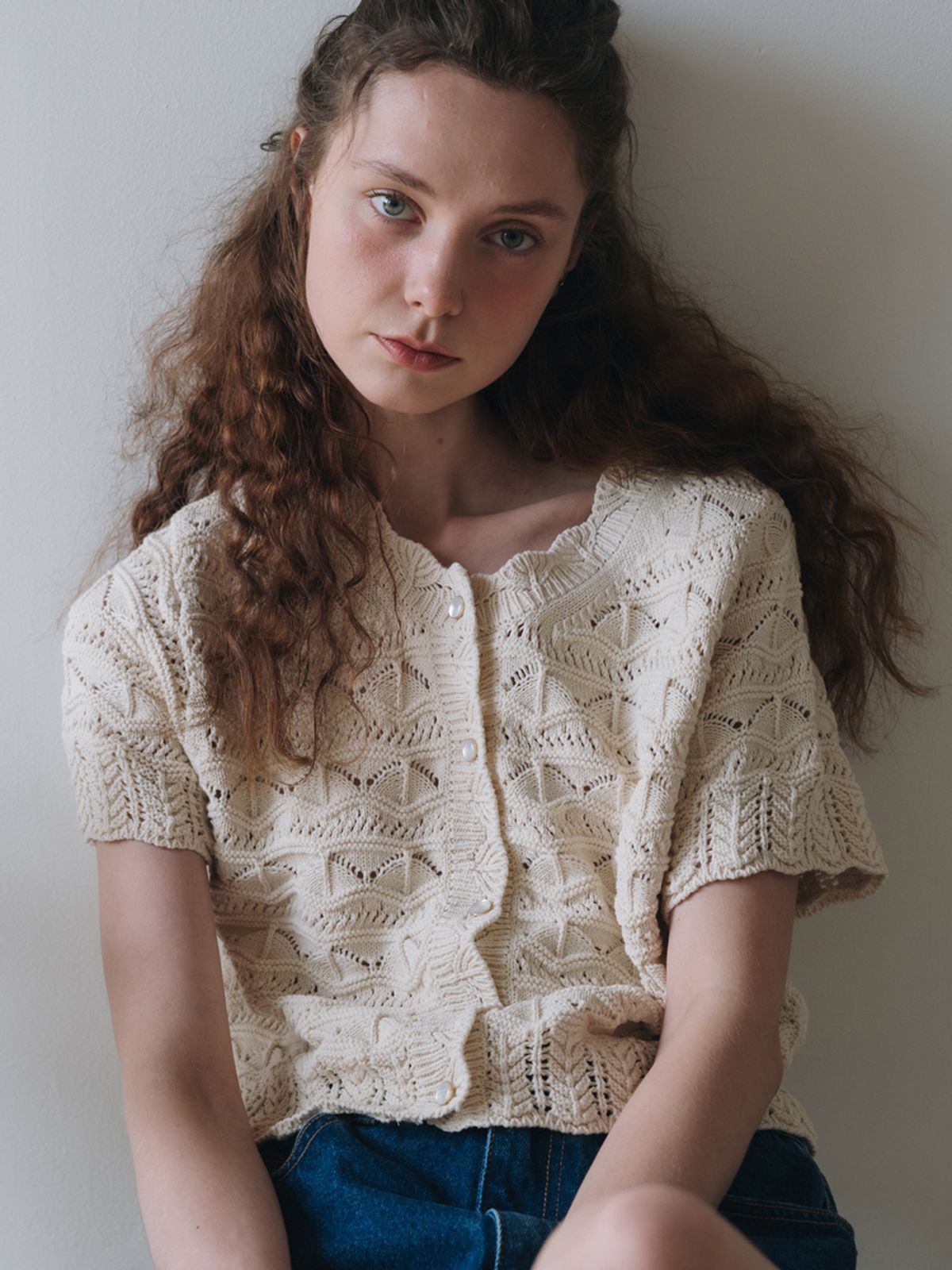 시엔느(SIENNE) Crochet Cardigan (Beige)