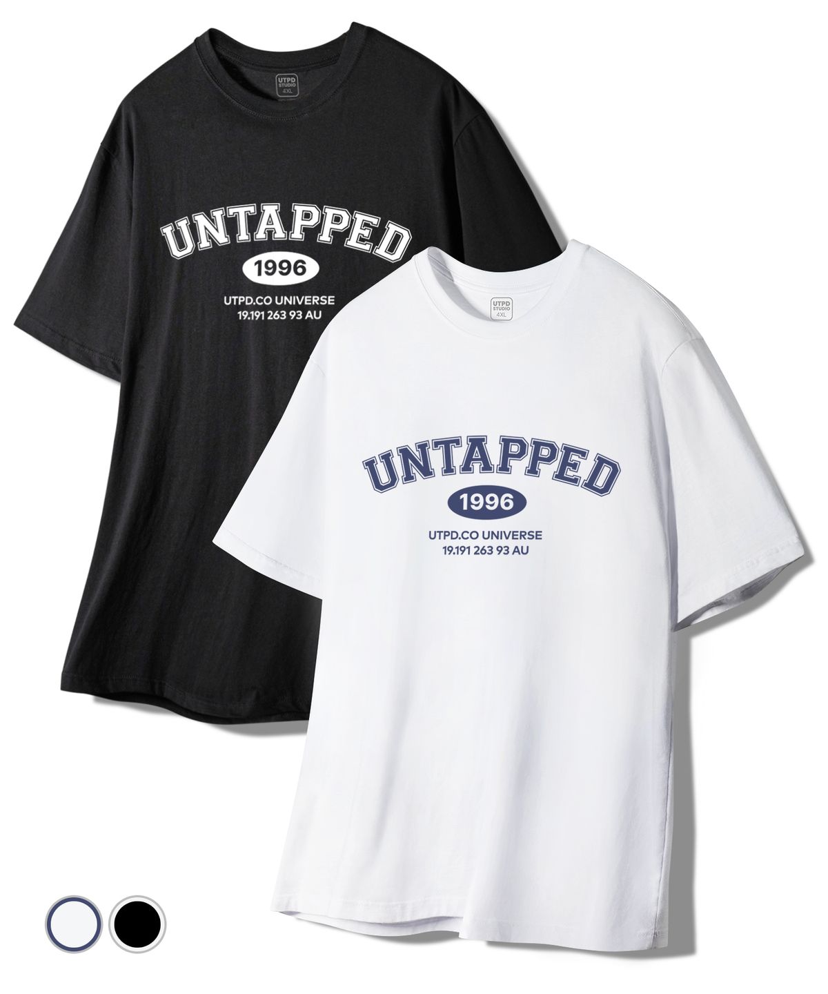 언탭트 스튜디오(UNTAPPED STUDIO) [2PACK]1996 시그니처 퓨어코튼 빅 오버핏 반팔 티셔츠 2 COLOR