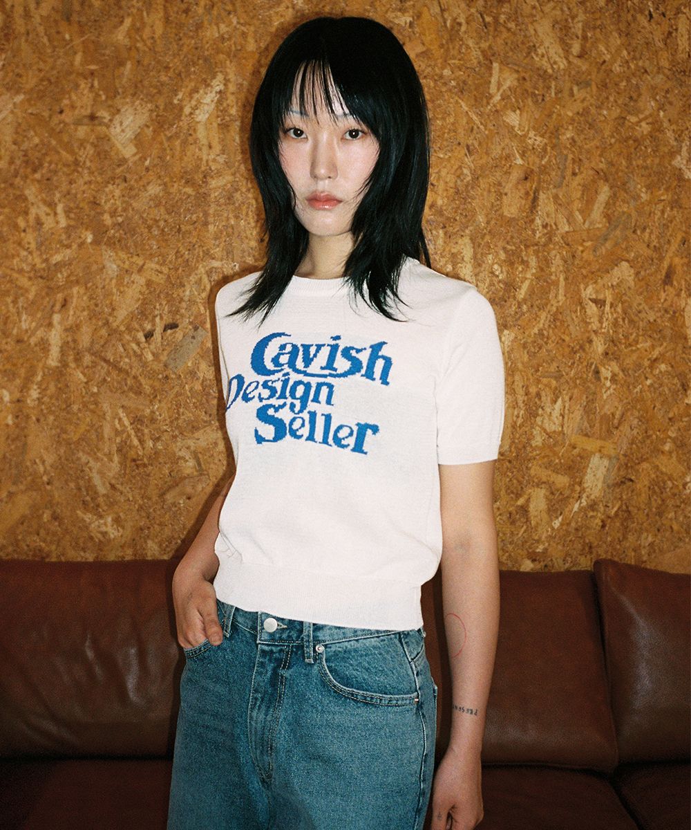 CAVISH ♥W SELLER LOGO INTARSIA KNIT/追跡付 W SELLER LOGO INTARSIA KNIT BLACK(CV2EMFK601A) - 감도 깊은