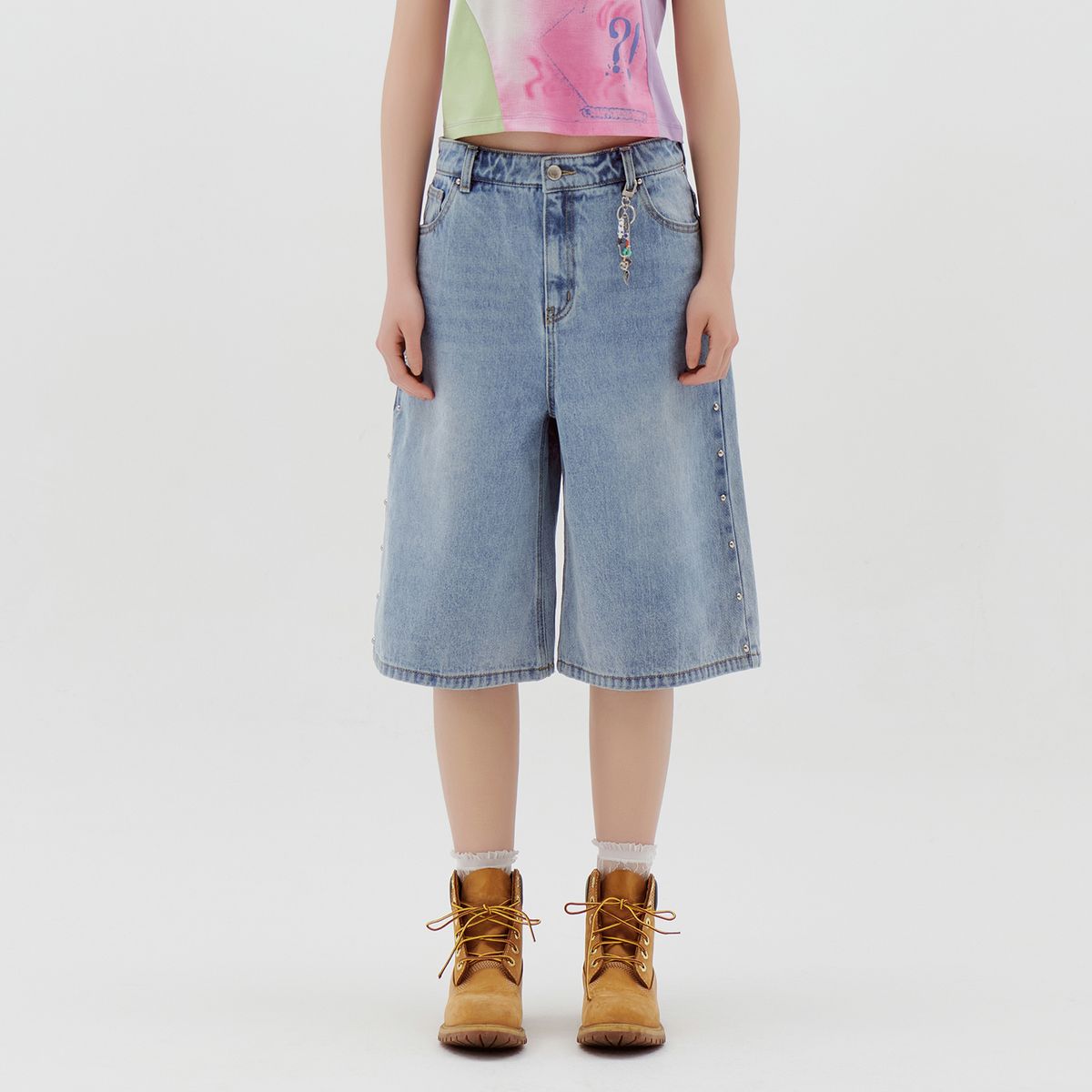 라라폭스(LALAFOX) RIVET MIDI DENIM PANTS BLUE BQ2DP005