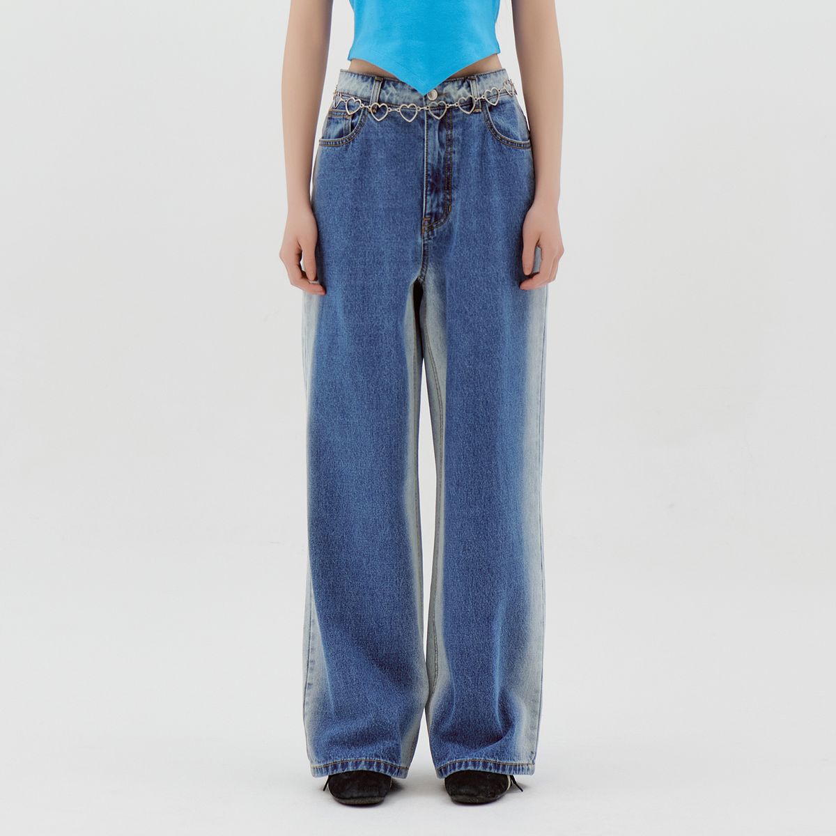 라라폭스(LALAFOX) BRUSH WASHING DENIM PANTS BLUE BQ2DP006
