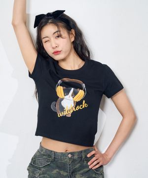 낭만고양이 냥파 크롭티_블랙