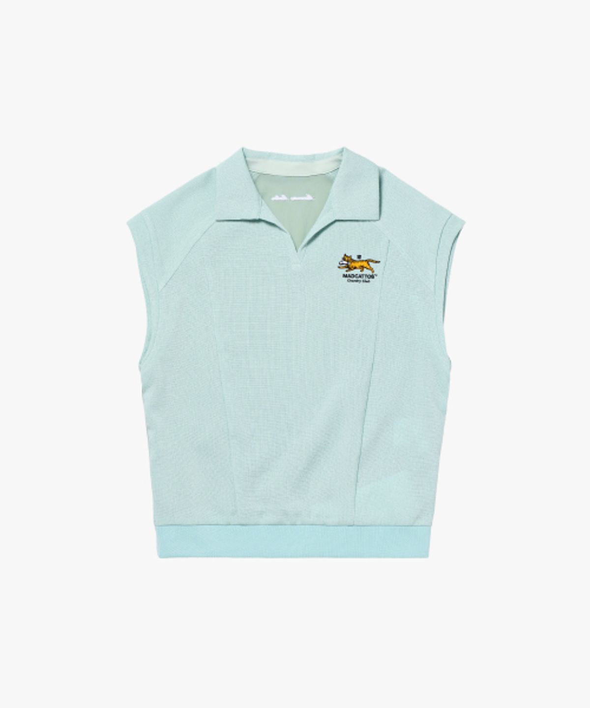 매드캐토스 컨트리클럽(MADCATTOS COUNTRY CLUB) MCC W V-NECK WOVEN MIX VEST-MINT