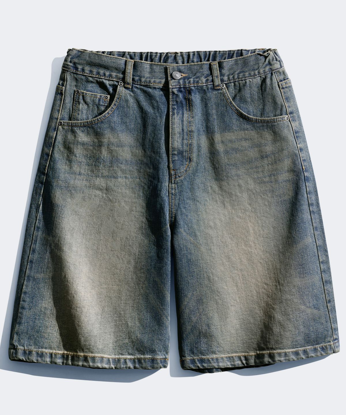 퍼스텝(PERSTEP) 레인 슬라브 데님 하프팬츠 블루 JUSP4642