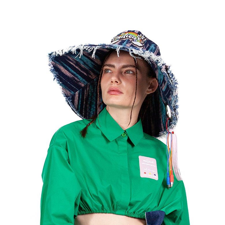 [MXM1UWACN003MT]Frayed-Edge Sun Hat Woven Accessory