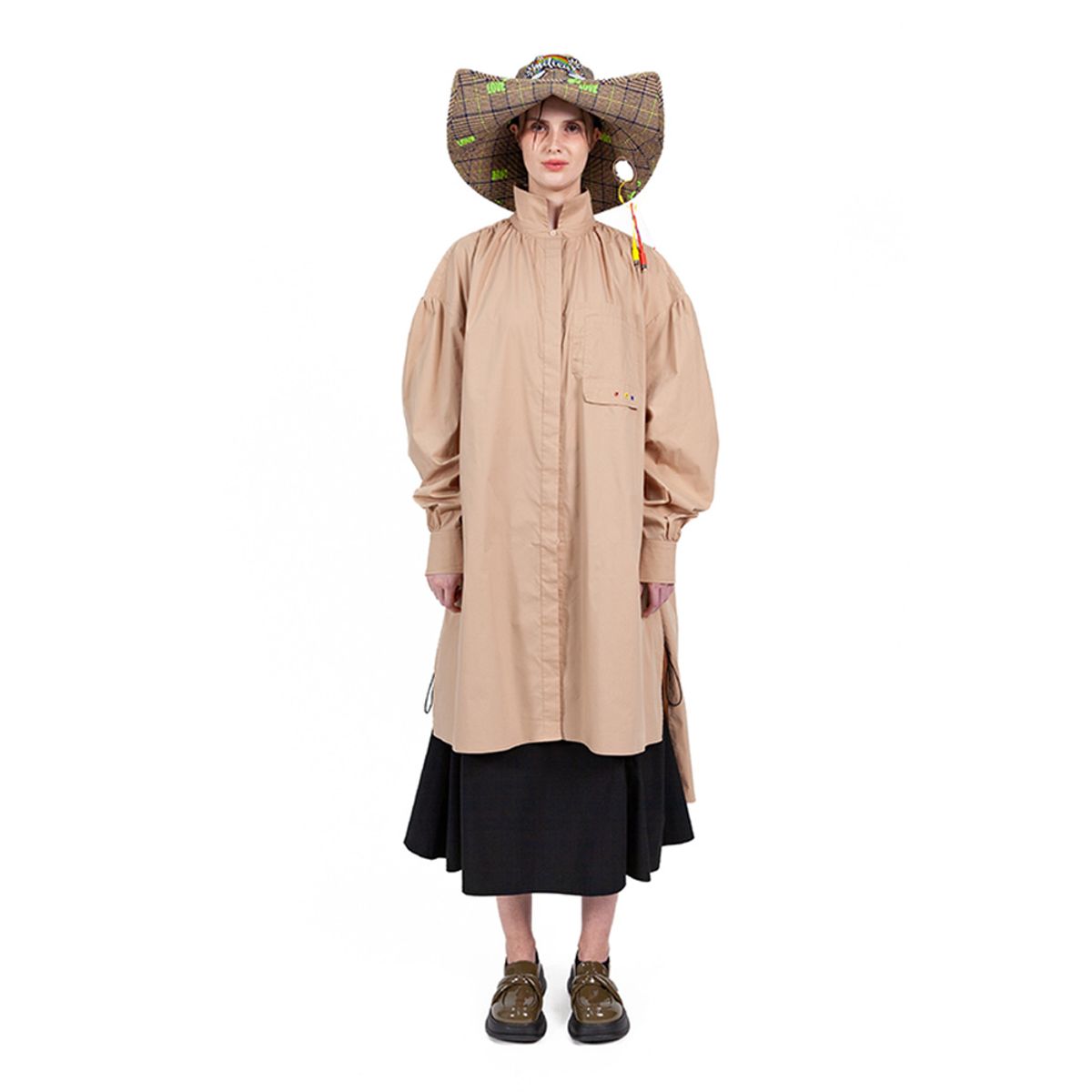 밀리우(MILIEUX) [MXM1UWSHL001BR]Oversized-Smock Woven Shirt Long-Sleeve